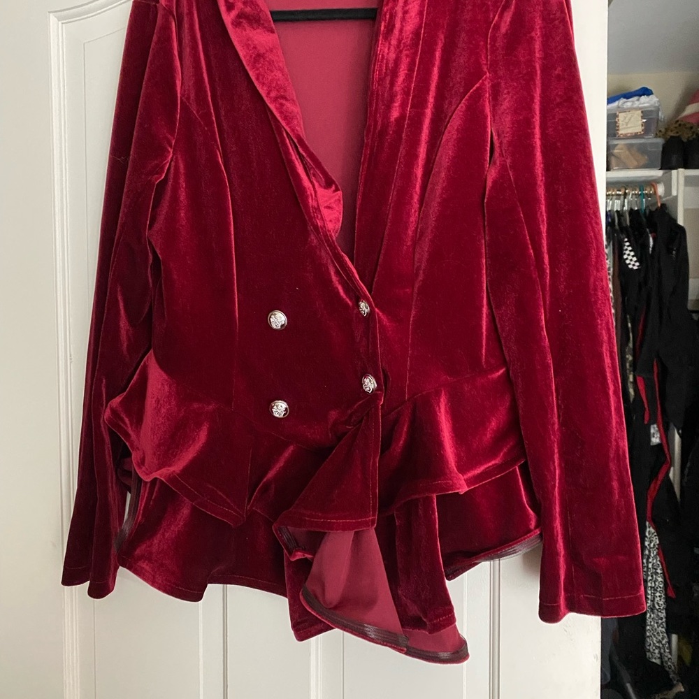 Cranberry crushed velvet top